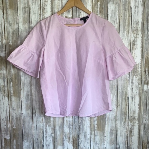 J. Crew Lavender Ruffle Sleeve Button Back Blouse - Picture 4 of 7